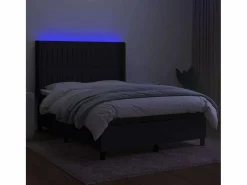 Hot Cama box spring colchón y luces LED tela negro 140x190 cm Somier - 140X190Cm