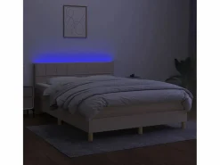 Hot Clicnbuy Cama box spring colchón y luces LED tela crema 140x190 cm