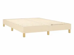 Hot Clicnbuy Cama box spring colchón y luces LED tela crema 140x190 cm