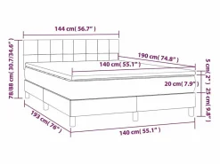 Hot Clicnbuy Cama box spring colchón y luces LED tela crema 140x190 cm