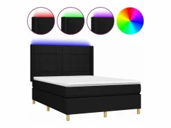 Sale Clicnbuy Cama box spring colchón y luces LED tela negro 140x190 cm