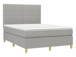 Discount Clicnbuy Cama box spring colchón y luces LED tela gris claro 140x190 cm