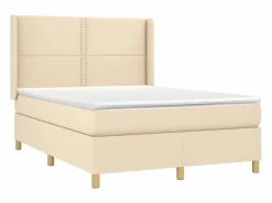 Clearance Clicnbuy Cama box spring colchón y luces LED tela crema 140x190 cm