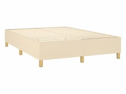 Clearance Clicnbuy Cama box spring colchón y luces LED tela crema 140x190 cm