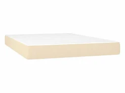 Clearance Clicnbuy Cama box spring colchón y luces LED tela crema 140x190 cm