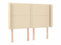 Clearance Clicnbuy Cama box spring colchón y luces LED tela crema 140x190 cm
