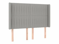 Outlet Cama box spring colchón y luces LED tela gris claro 140x190 cm Somier Tapizado|Somier - 140X190Cm