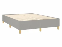Clicnbuy Cama box spring colchón y luces LED tela gris claro 140x190 cm