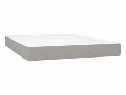 Clicnbuy Cama box spring colchón y luces LED tela gris claro 140x190 cm