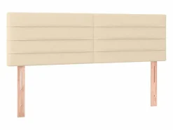 Clicnbuy Cama box spring colchón y luces LED tela crema 140x190 cm