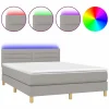Discount Clicnbuy Cama box spring colchón y luces LED tela gris claro 140x190 cm