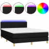 Best Cama box spring colchón y luces LED tela negro 140x190 cm Somier Tapizado|Somier - 140X190Cm