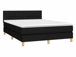 Best Cama box spring colchón y luces LED tela negro 140x190 cm Somier Tapizado|Somier - 140X190Cm