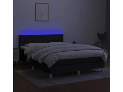 Best Cama box spring colchón y luces LED tela negro 140x190 cm Somier Tapizado|Somier - 140X190Cm