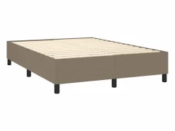 Clearance Cama box spring colchón y luces LED tela gris taupe 140x200 cm Somier Tapizado
