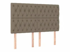 Clearance Cama box spring colchón y luces LED tela gris taupe 140x200 cm Somier Tapizado