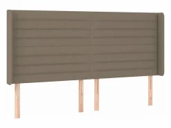 Clicnbuy Cama box spring colchón y luces LED tela gris taupe 180x200 cm