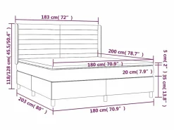 Clicnbuy Cama box spring colchón y luces LED tela gris taupe 180x200 cm