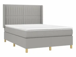 Discount Cama box spring colchón y luces LED tela gris claro 140x190 cm Somier - 140X190Cm