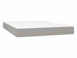 Discount Cama box spring colchón y luces LED tela gris claro 140x190 cm Somier - 140X190Cm