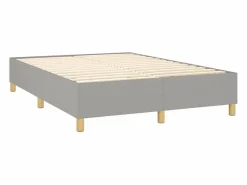 Cama box spring colchón y luces LED tela gris claro 140x190 cm Somier Tapizado|Somier - 140X190Cm
