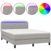 Clicnbuy Cama box spring colchón y luces LED tela gris claro 140x190 cm