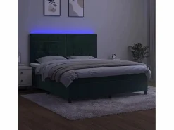 Clicnbuy Cama box spring colchón y LED terciopelo oscuro 160x200cm