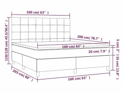 Clicnbuy Cama box spring colchón y LED terciopelo oscuro 160x200cm