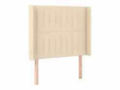 Clicnbuy Cama box spring colchón y luces LED tela color crema 90x190 cm