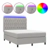 Outlet Clicnbuy Cama box spring colchón y luces LED tela gris claro 140x190 cm