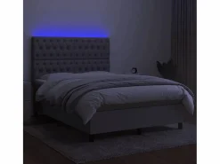 Outlet Clicnbuy Cama box spring colchón y luces LED tela gris claro 140x190 cm