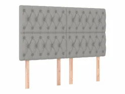 Outlet Clicnbuy Cama box spring colchón y luces LED tela gris claro 140x190 cm