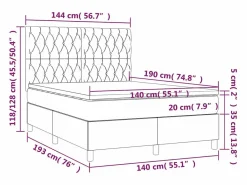 Outlet Clicnbuy Cama box spring colchón y luces LED tela gris claro 140x190 cm
