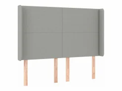 Clicnbuy Cama box spring colchón y luces LED tela gris claro 140x190 cm