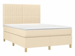 Best Cama box spring colchón y luces LED tela crema 140x190 cm Somier - 140X190Cm