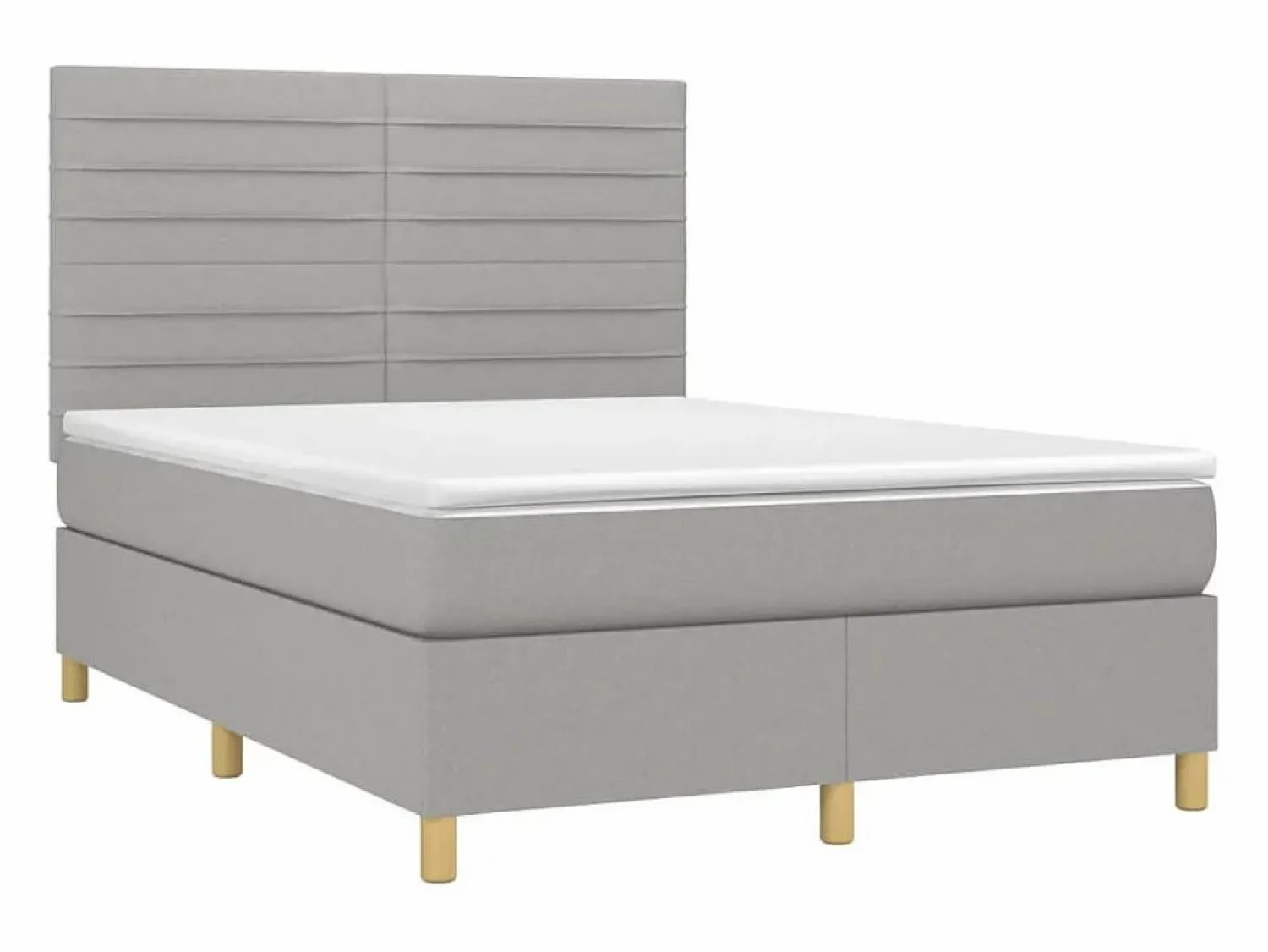Clicnbuy Cama box spring colchón y luces LED tela gris claro 140x190 cm