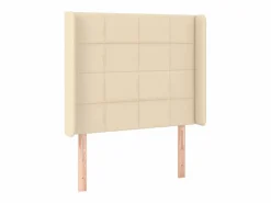 Clicnbuy Cama box spring colchón y luces LED tela color crema 90x190 cm