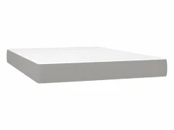 New Cama box spring colchón y luces LED tela gris claro 140x190 cm Somier - 140X190Cm