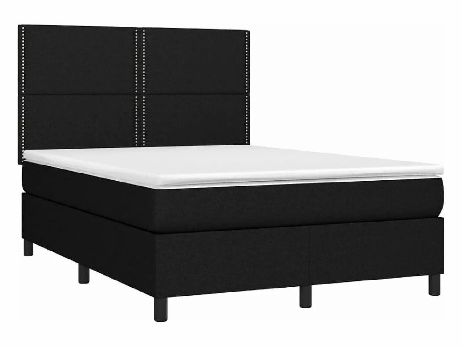 Cama box spring colchón y luces LED tela negro 140x190 cm Somier - 140X190Cm