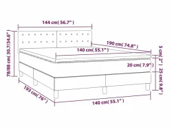 Clicnbuy Cama box spring colchón y luces LED tela gris claro 140x190 cm