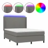Clicnbuy Cama box spring colchón y luces LED tela gris oscuro 140x190 cm