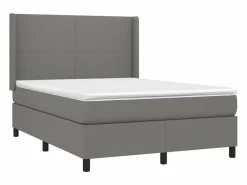 Clicnbuy Cama box spring colchón y luces LED tela gris oscuro 140x190 cm