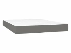 Clicnbuy Cama box spring colchón y luces LED tela gris oscuro 140x190 cm