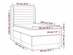 Outlet Cama box spring colchón y luces LED tela azul 90x190 cm Somier - 90X190Cm