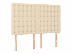 Online Clicnbuy Cama box spring colchón y luces LED tela crema 140x190 cm