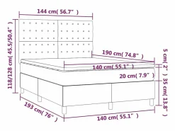 Online Clicnbuy Cama box spring colchón y luces LED tela crema 140x190 cm