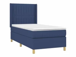 New Cama box spring colchón y luces LED tela azul 90x190 cm Somier - 90X190Cm
