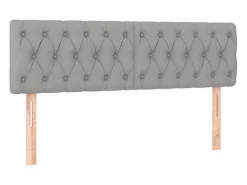 Clicnbuy Cama box spring colchón y luces LED tela gris claro 140x190 cm