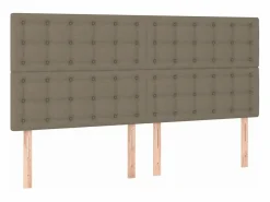 Clicnbuy Cama box spring colchón y luces LED tela gris taupe 180x200 cm