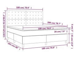 Clicnbuy Cama box spring colchón y luces LED tela gris taupe 180x200 cm